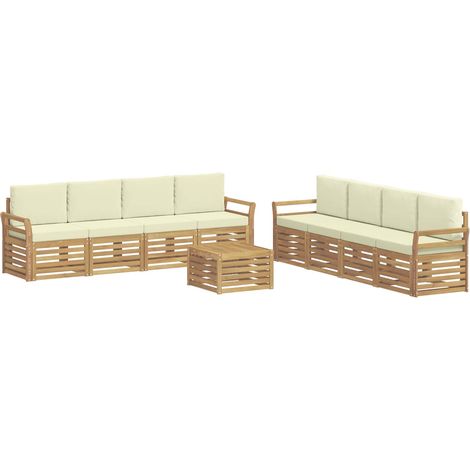 Sofa Sets 9 pcs White and Cream 59 x 59 x 37 cm Polyester vidaXL (1/5)