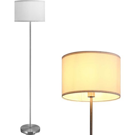 Lampada Piantana da Terra 160cm Design Moderno Paralume E27 60W Tessuto Bianco (1/5)