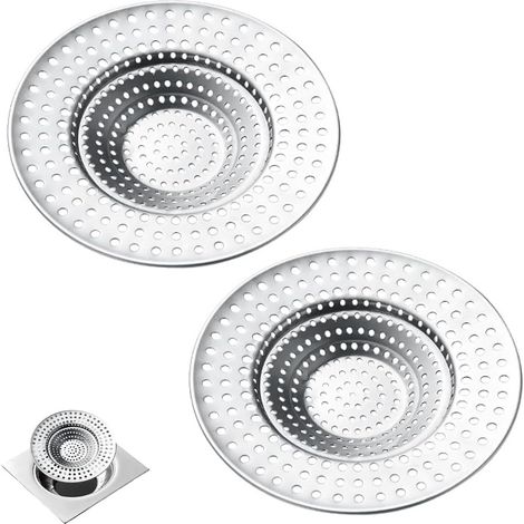 Colador de fregadero de acero inoxidable, 2 piezas, 9 cm/3,54" Filtro de desagüe, colador para fregadero, lavabo, bañera, baño, cocina (1/5)