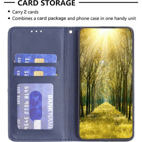 Coque pour Motorola Moto G24/G24 Power Premium PU Cuir Housse de Fermeture Magnétique Flip Portefeuille Etui - Bleu HJSDDRT (1/4)