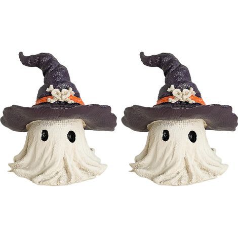 Petite Figurine De Fantôme Lot de 2 Mignonnes Décorations d'Halloween en Figurines De Bureau Fantôme Chapeau Sorcière Pour Salle À Manger, Bureau, Étagère, Rebord De Fenêtre Et (1/5)
