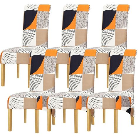 Coprisedie elasticizzati con schienale alto taglia XL, motivo scozzese, per sala da pranzo, banchetti, hotel, set da 6 pezzi, colore: 348