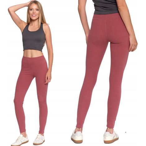 Leggings largos de mujer de talle alto, acanalados, corte deportivo, Moraj L/XL, color rosa (1/5)