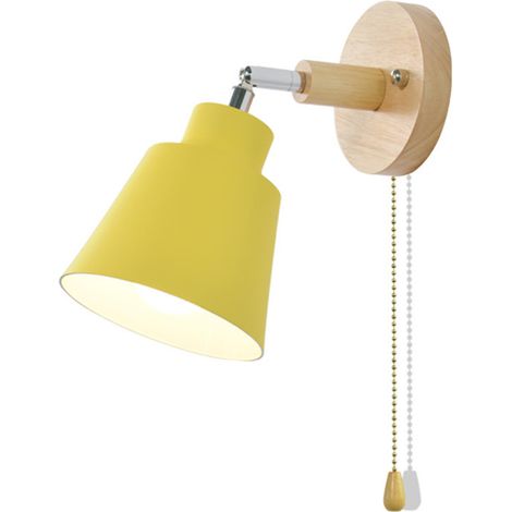 Lámpara de pared minimalista con forma de macaron y interruptor tipo cremallera, fabricada en madera (12 cm, casquillo E27). (1/5)
