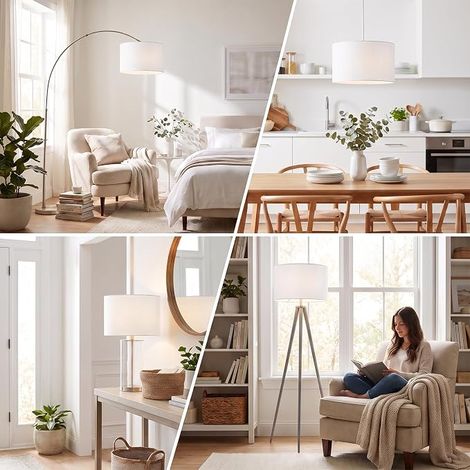 Fabric Lampshade H20 x Ø 30 cm - Drum Suitable for E14/E27 Sockets, Floor Lamp Shade and Pendant Lamp, for Table Lamp, Ceiling Light, Wall Lamp and Bedside Lamp (1/5)