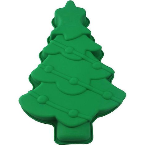 Silikon-Weihnachtsbaum-DIY-Kuchenform, Festtags-Backzubehör-30x21.5x4cm-Green (1/4)