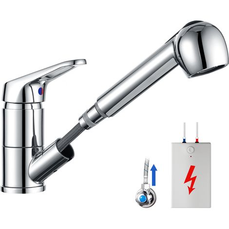 Auralum Chrom Küchenarmatur 360° drehbar Niederdruck Wasserhahn Küche Armatur mehrfunktional Spültischarmatur Einhebelmischer mit 70CM ausziehbarem Brause (1/7)