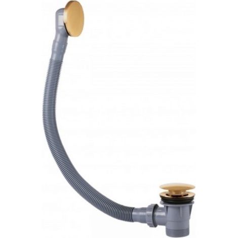 Tres – Bonde de douche dorée avec valve automatique Ø 72 mm – Trop-plein Ø 82 mm – Longueur 680 mm – 3453420OR