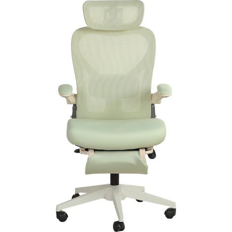 Silla de oficina ergonómica plegable con reposapiés, reposacabezas 3D y apoyo lumbar, verde (1/5)