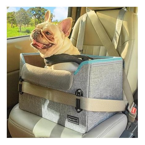 Petsfit Panier Chien Voiture, Siège Auto pour Chiens 8 kg, Pliable Transport Arrière avec Ceinture de Sécurité, Gris (1/5)