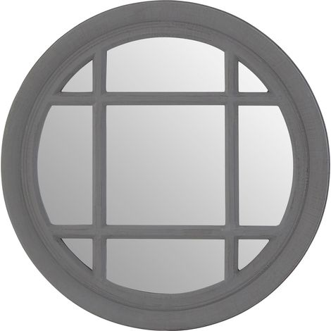 Premier Housewares Flat Wood Round Grey Wall Mirror (1/5)