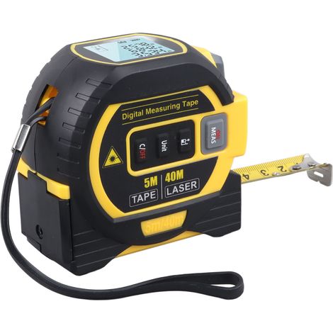 Mètre ruban laser 3 en 1, 40 m, numérique, laser, infrarouge, pour mesures industrielles de précision, jaune (1/5)