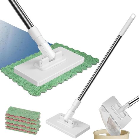 Mini balai serpillière télescopique microfaser changement 1 bouton sol nettoyage sans toucher (1/5)