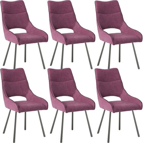 AMADO - Lot de 6 Chaises Tissu Coloris Violet (1/3)