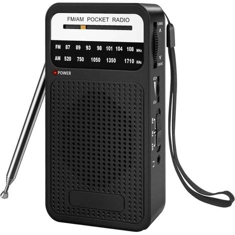 Radio portable AM FM avec réception longue portée, XU, Radio à transistor avec haut-parleur, Prise casque, Noir - KZQ (1/4)