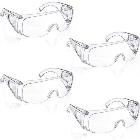Xinlon 4 Paires Lunette Protection, XU, Lunettes de Sécurité Transparentes, Lunettes de Protection la Sécurité en Laboratoire, Lunettes de Sécurité - KZQ (1/4)