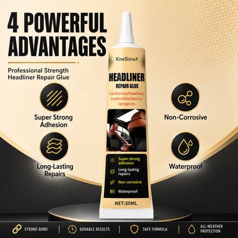 KineShineX Auto-Dachhimmel-Reparaturkleber 50 ml – Kleber zur Beseitigung von gelösten Auto-Dachhimmeln aus Leder und Stoff (1/5)