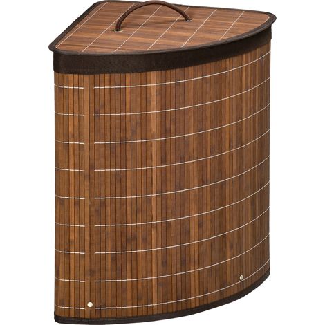 Panier à linge en bambou, design écologique, grande capacité, Marron, 38X38X57 cm (1/2)
