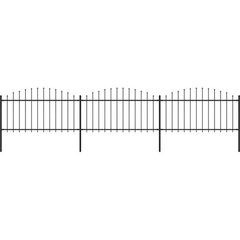 Clôture de jardin,Barrière de jardin,Portail de jardin à dessus en lance Acier (1,25-1,5)x5,1 m Noir CNENE857114 (1/5)