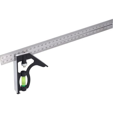 Équerre de charpentier combinée en acier inoxydable outil de mesure pour menuiserie et bâtiment 0-300mm (1/5)
