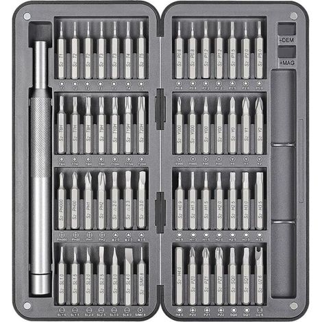 58 Pcs Kit Tournevis de Precision, Kit Tournevis T1 T2 T3 T4 T5, Etoile P2/5/6, Triwing Y000, etc, Acier S2, pour iphone, Laptop (1/5)