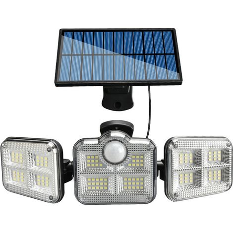 Lampe solaire de jardin extérieure à 3 têtes avec détecteur mouvement télécommande (1/5)