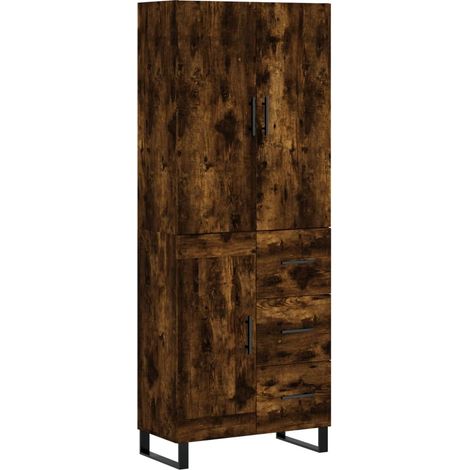 Buffet,Bahut,Meuble de Rangement haut Chêne fumé 69,5x34x180 cm Bois d'ingénierie CFW31901 (1/5)