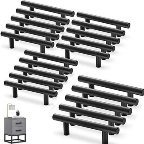 Lot de 20 Poignee de Meuble Cuisine,Poignée Meuble en Acier Inoxydable, Poignet de Porte Cuisine Noire Entraxe 96mm , pour Armoire Tiroir(Avec Vis) (1/4)