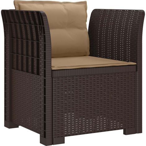 1-Sitzer Sessel mit Kissen Rattan-Look PP Braun vidaXL (1/5)