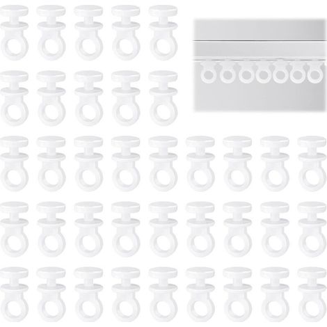 CSPARKV 100 Pièces Crochet Rideau Rail Glisseurs pour Rail à Rideaux Plastique roulettes à Rideaux Blanc Tringle à Rideau Coulissant Crochet Forte Capacité de Charge Attache Rideaux Accessoires (1/5)