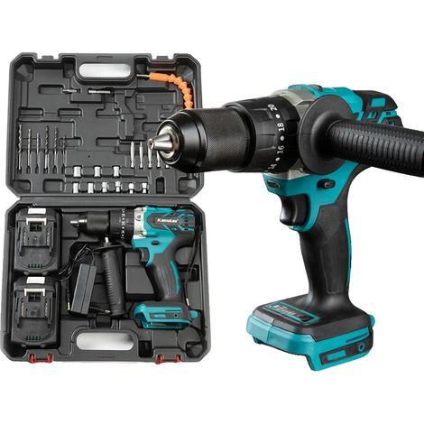 Ensemble de perceuse à percussion électrique, moteur sans balais, batterie lithium rechargeable, 2x5.0Ah Boîte à outils (1/2)