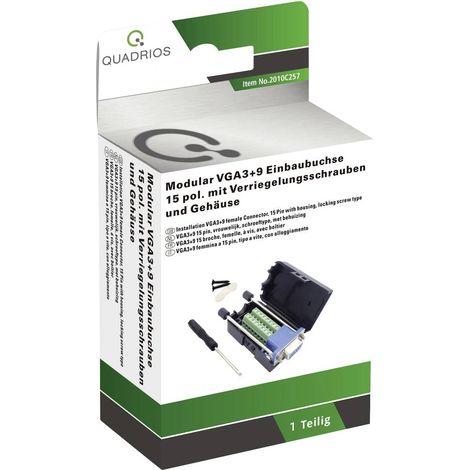 Quadrios 2010C257 Connettore VGA Presa dritta Numero Poli (num): 15 Nero 1 KIT (1/4)
