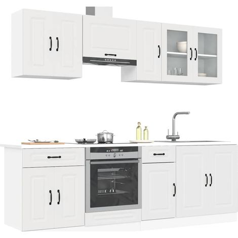 Ensemble d'armoires cuisine 8pcs Kalmar blanc bois d'ingénierie (1/5)