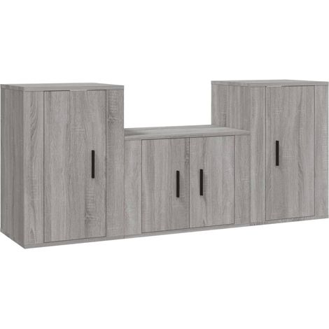 Set di mobili mobile buffet TV televisione soggiorno camera da letto soggiorno 3 pezzi sonoma pannelli in MDF grigio 020024634