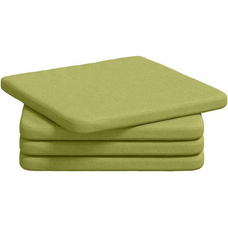 Coussins d'assise, 4 pièces, vert clair, 40 x 40 x 3 cm, tissu. (1/5)