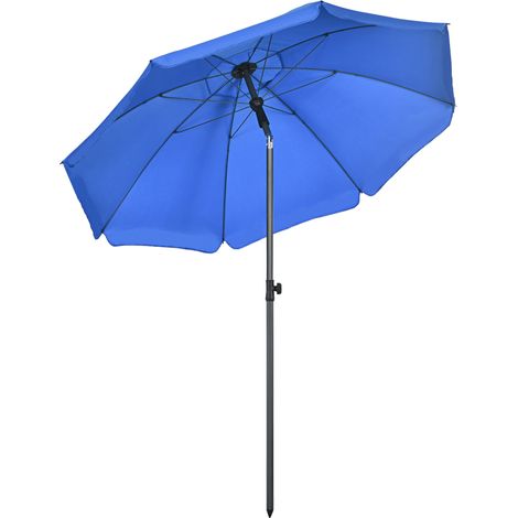 Ombrellone da Giardino Ø180x209H cm Spiaggia Reclinazione a 45° e 8 Stecche Blu (1/5)