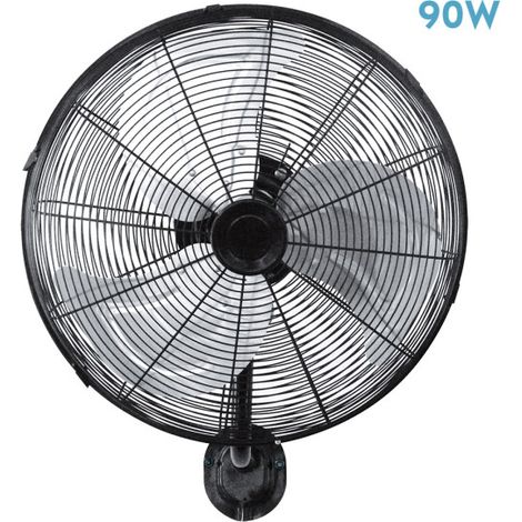 FABRILAMP ARRECIFE ventilador de pared industrial para interior, motor AC 90 W, 3 aspas plata, 45 cm, 3 velocidades, oscilante, orientable, negro/plata