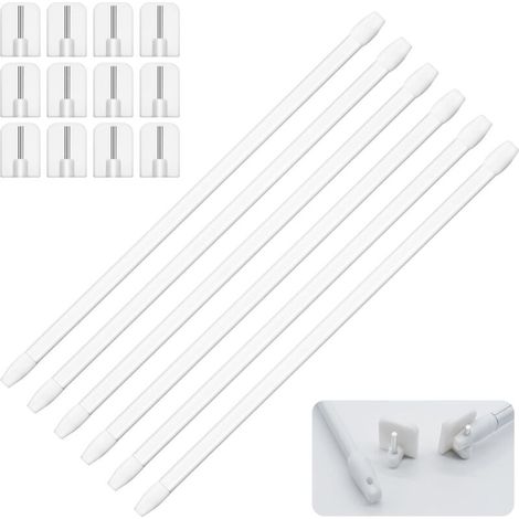 Tringle à Rideau - Barre de Tension Réglable 30-50 cm - Sans Perçage pour Fenêtre Cuisine Salle de Bain Salon - Blanc - Lot de 6 (1/4)