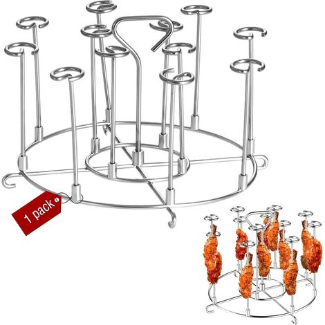 Support pour brochettes pour friteuse à air chaud, brochettes Airfryer, ensemble de racks verticaux pour friteuse à air chaud rond 18,5 × 10 cm, pour grillades au poulet, brochettes et saucisses (1/5)