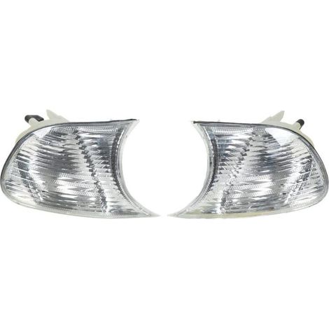 Corner Indicators, Left and Right Front Car Corner Lights with Clear Lens, Replacement Turn Signals for 3 Series E46 Coupe 1998-2001 (White 63126904307 63126904308) (1/4)