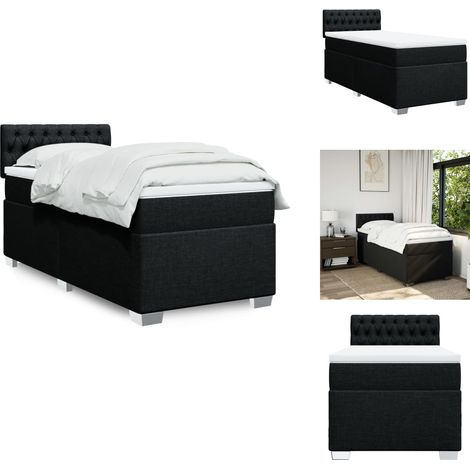 Boxspringbett mit Matratze Schwarz 90x190 cm Stoff - Boxspringbett - Doppelbett - Schlafsystem - Bettsofa - Bettgestell (1/5)