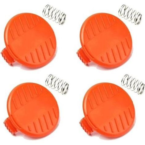 Lot de 4 capuchons de bobine de débroussailleuse avec ressort, couvercle de bobine de rechange pour débroussailleuse Black & Decker GLC3630L20-GB/NST1810/ST4525 (1/4)