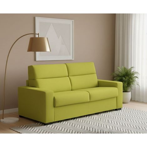 Dmora - Sofá fijo 2 plazas Quanna, Sofá lineal para salón, acolchado, desenfundable, calidad 100% Made in Italy, 200x95 h100 cm, Verde (1/5)