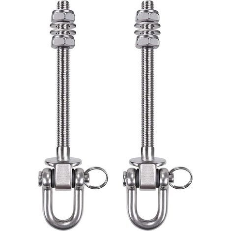 Percha resistente de acero inoxidable，Capacidad de carga 300 kg，23 cm，Gancho de madera y acero para colgar，Ideal para hamacas de yoga (1/5)