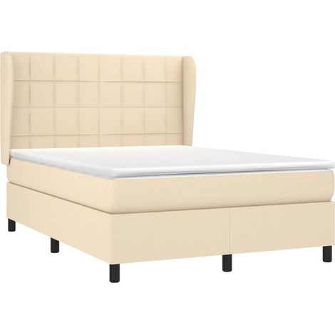 Sommier à lattes de lit avec matelas Crème 140x190 cm Tissu vidaXL (1/5)
