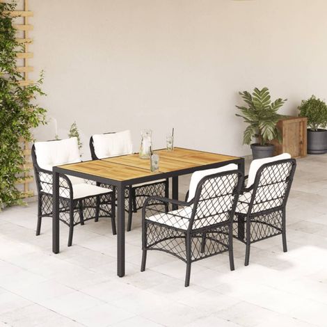 Set de muebles jardín 5 pzas con cojines ratán sintético negro vidaXL (1/5)