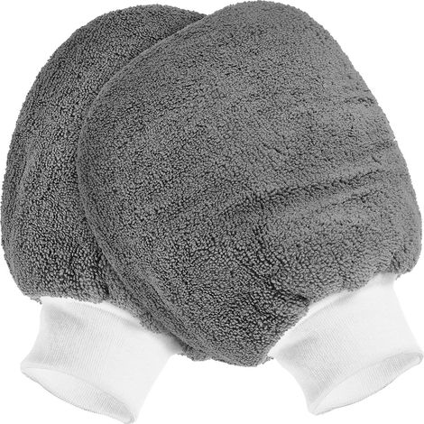 Lot de 2 Moufles de Lavage en Fibre Fine, Doux et Épaissi, Forme Arrondie, pour Voiture et Maison, Nettoyage Délicat (1/5)
