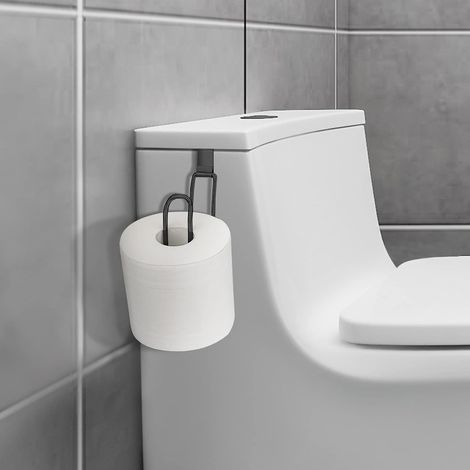 porte papier toilette mural en fer forgé noir support papier toilette fixation murale pour salle de bain design rustique installation simple résistant robuste rangement accessoire sanitaire (1/3)