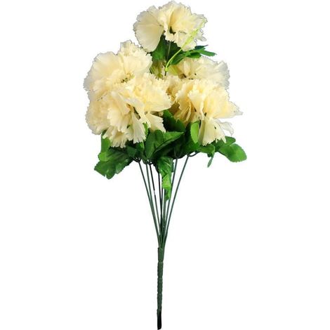 Bouquet élégant de 9 œillets artificiels avec gypsophile couleur crème - 50 cm (1/3)