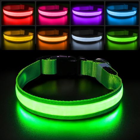 Collare LED per cani - Collare luminoso ricaricabile e regolabile - visibile per la sicurezza notturna - cani di taglia media e grande - Collare luminoso (1/3)